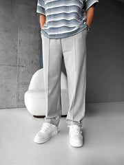Men's Imported Plated Light Grey Baggy Joggers