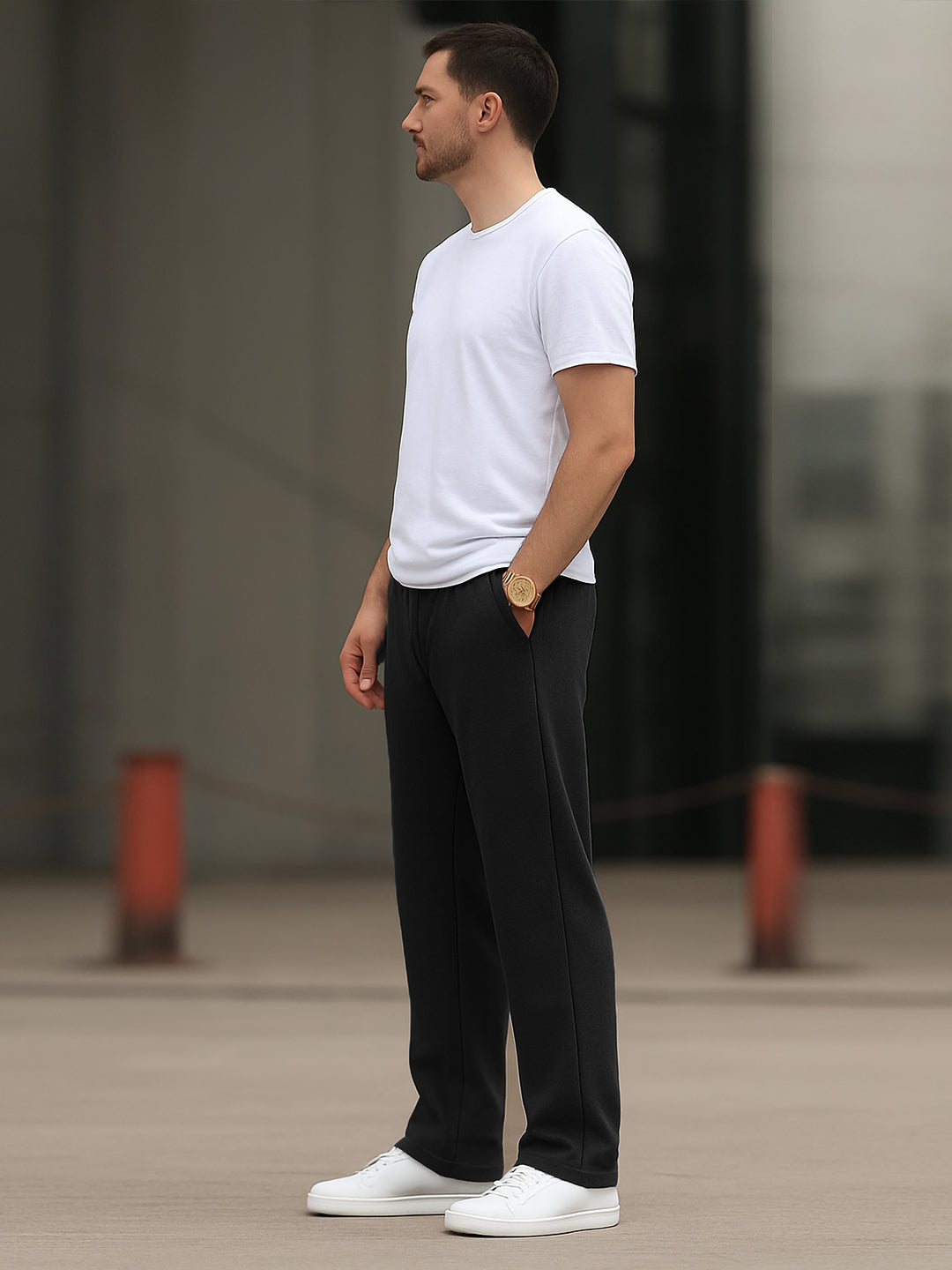 Men's Imported Loose Bottom Black Trouser