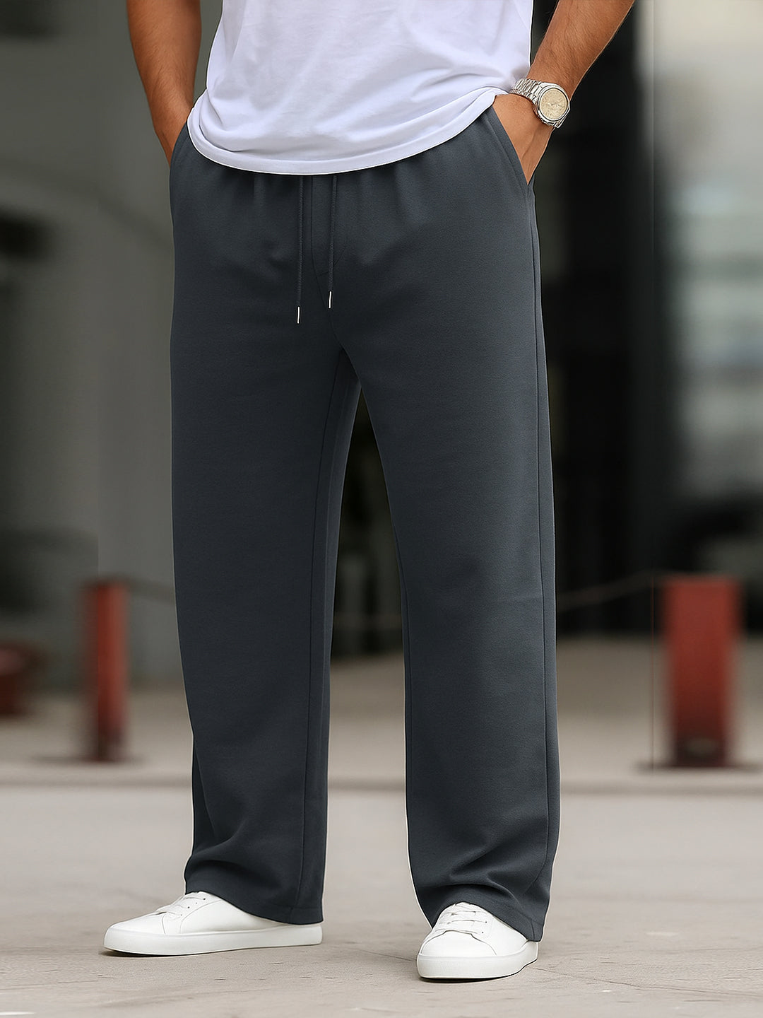 Men's Imported Loose Bottom Dark Grey Trouser