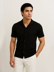 Men’s Luxury Imported Coat Collar Black Shirt