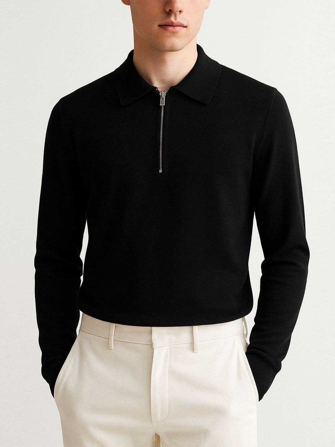 Urban Wolfs Imported Flex Lock Black Zipper Polo