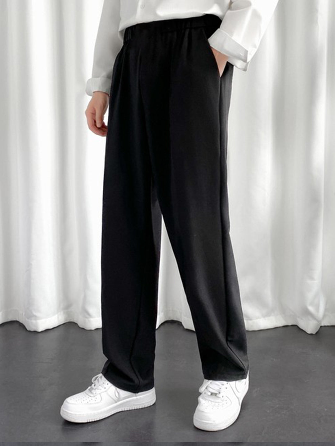 Men's Imported Plated Black Baggy Joggers