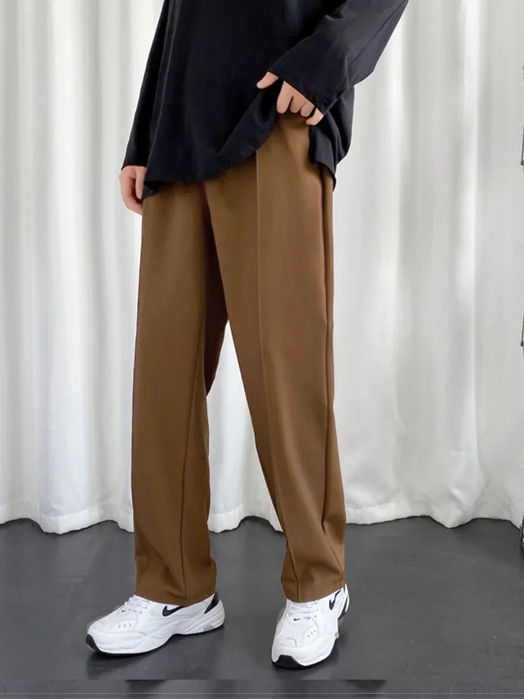 Men's Imported Plated Brown Baggy Joggers