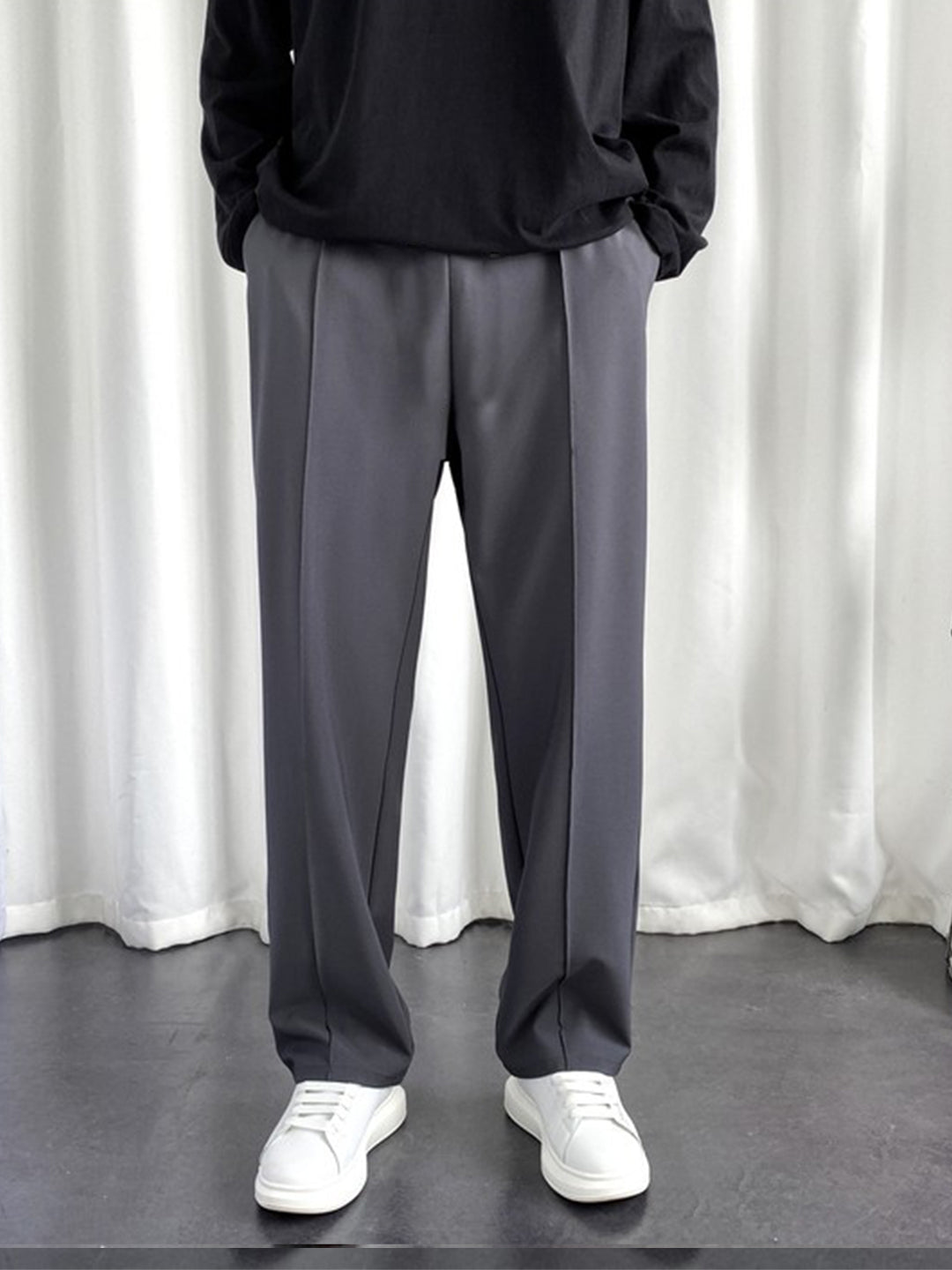 Men's Imported Plated Charcoal Baggy Joggers