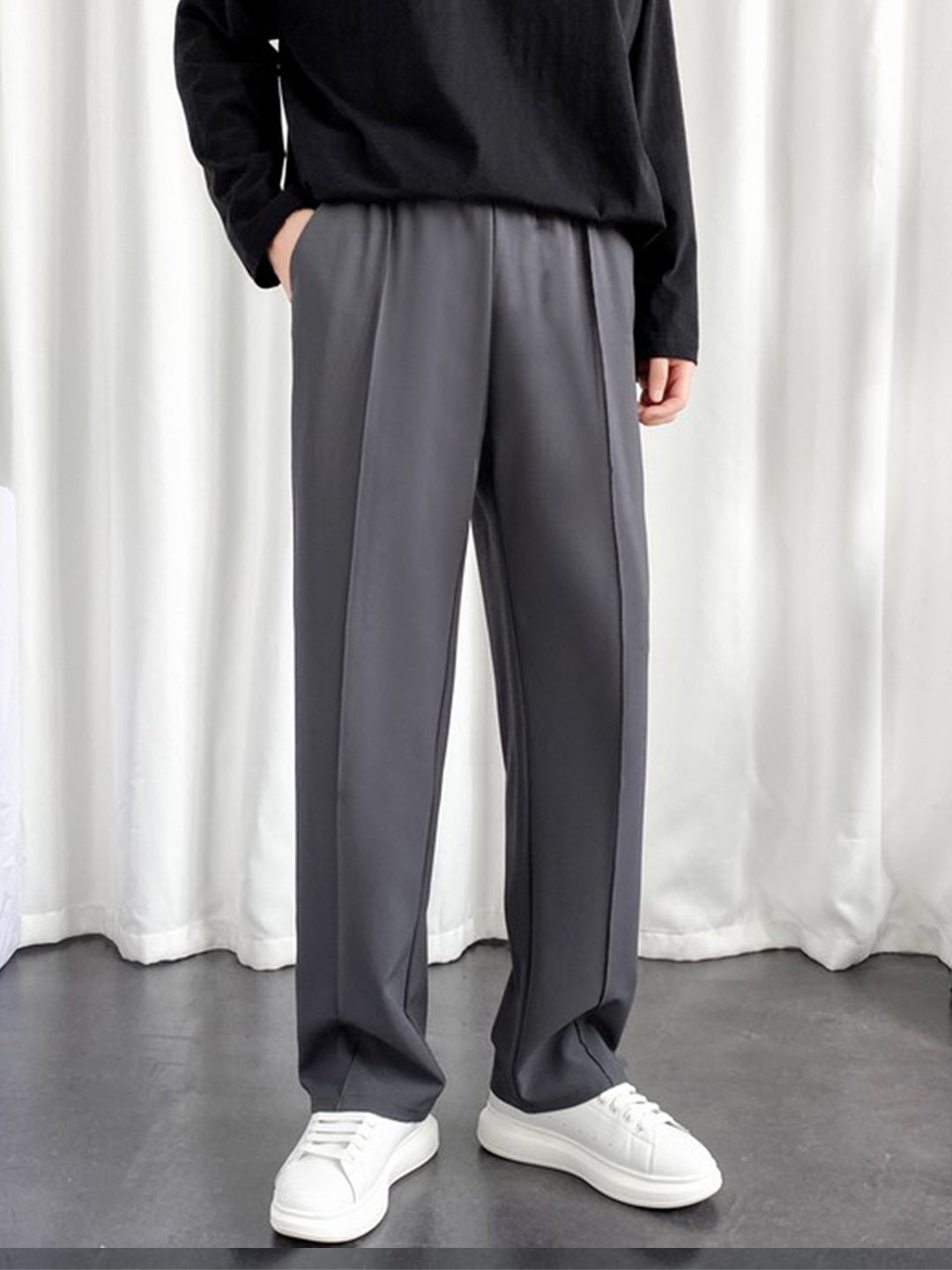 Men's Imported Plated Charcoal Baggy Joggers